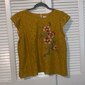 🌈4 FOR $12🌈 Floral Golden Yellow Blouse